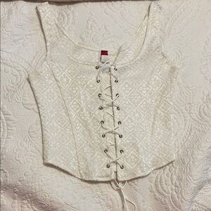 Vintage Y2K Lace Up Corset Top with Zipper
